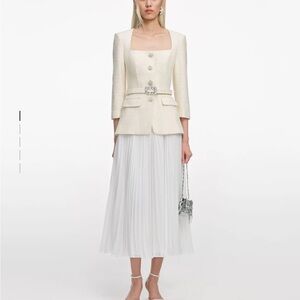 Self-Portrait Cream Long Sleeve Dress